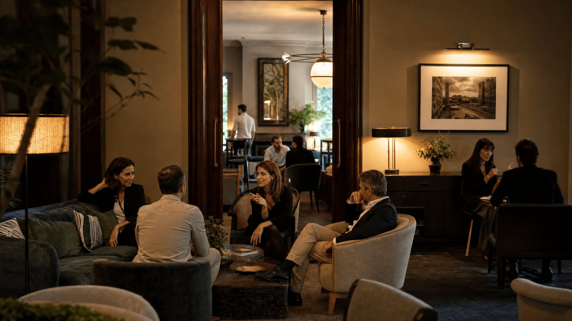 Private members lounge interior in Barcelona